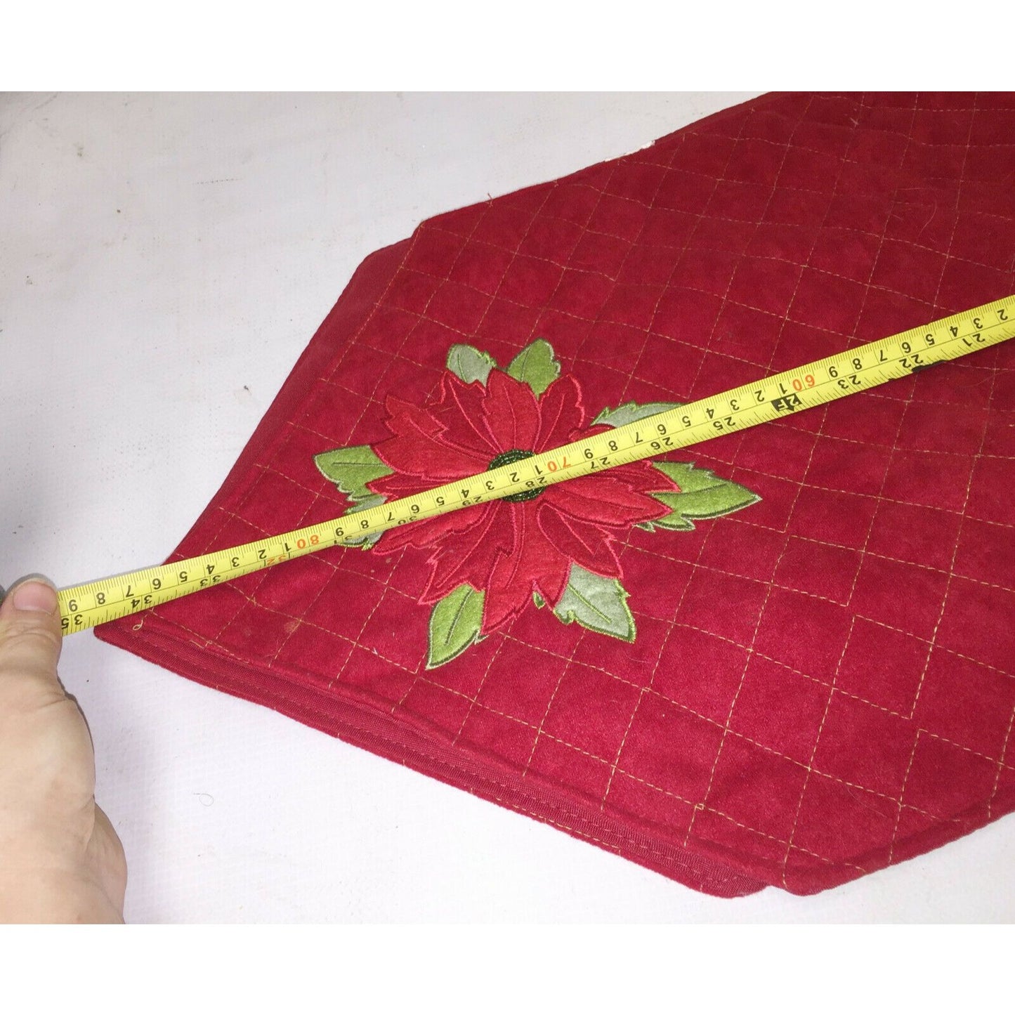 Red POINSETTIA Holiday CHRISTMAS Dining Room TABLE RUNNER Flower