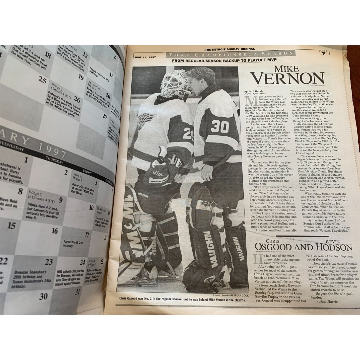 DETROIT Sunday JOURNAL from June 15, 1997 REDWINGS STANLEY CUP Champs