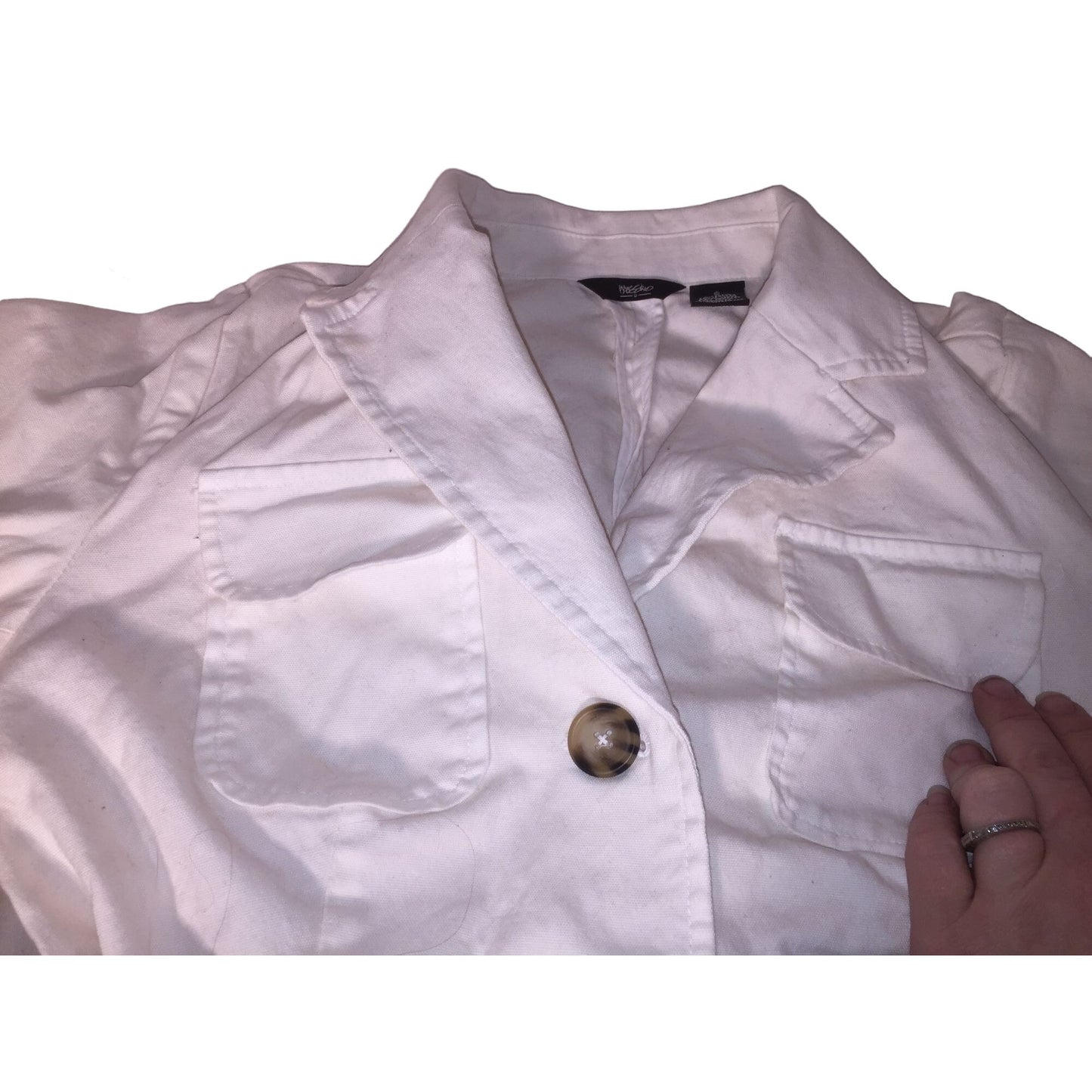 Mossimo White Blazer with Buttons and belt - Hint of Military Style Size Small