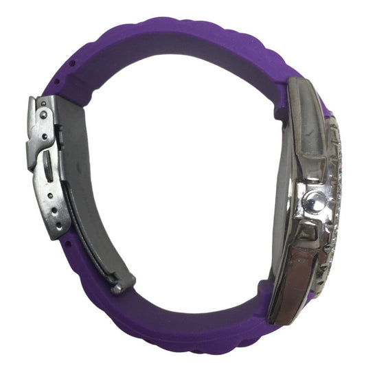 Purple Band Bracelet with Pawprints and Rhinestones - Bold Watch