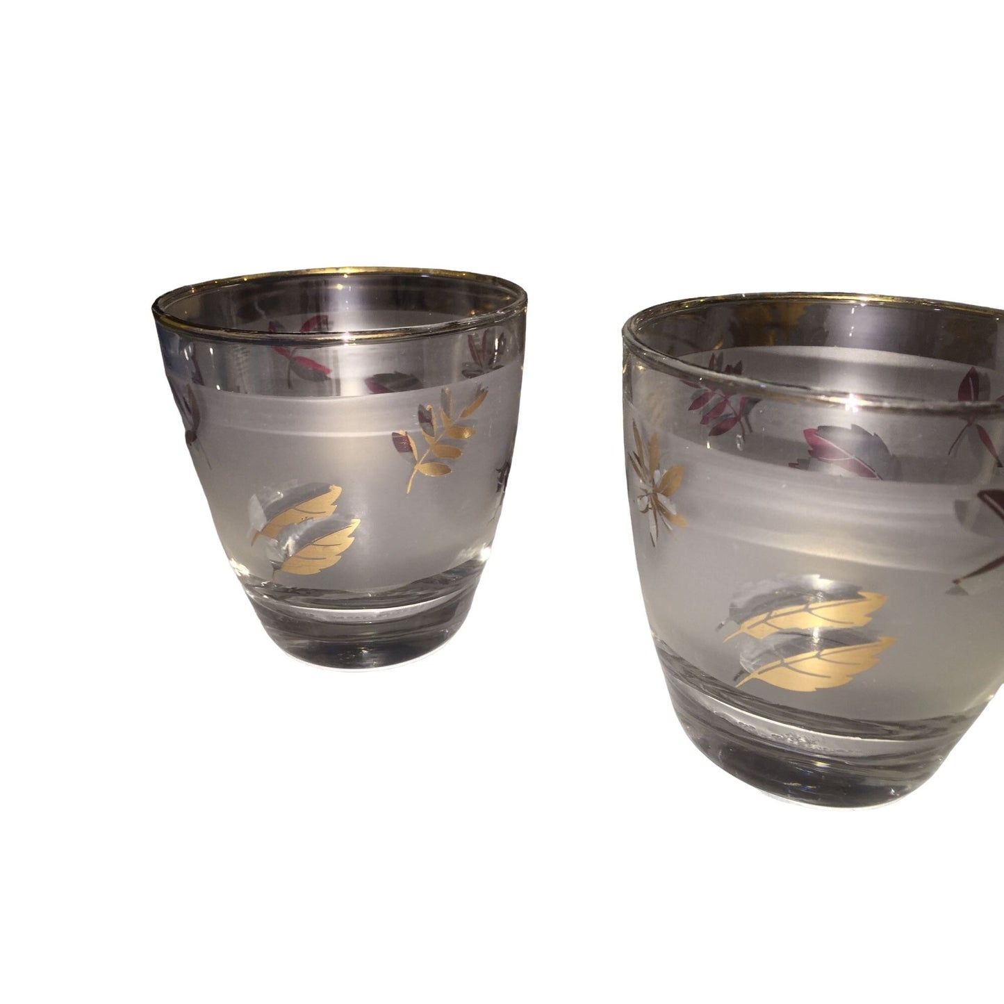 Vintage Cocktail Set 2 Icebuckets, Tumblers & Shot or fruit cups - 10 pieces all together frosted glass with leaves