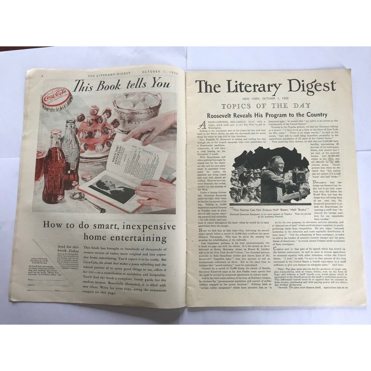 The Literary Digest Oct 1 1932 - Herbert Hoover - Roosevelt - Japan - Politics