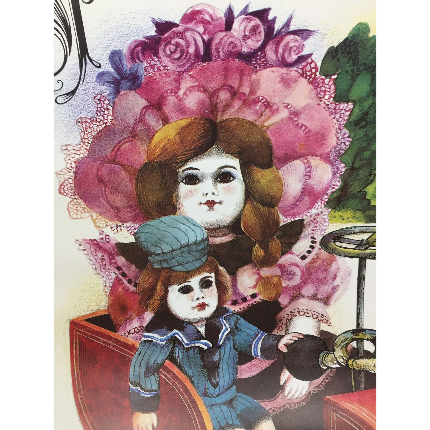 Dolls in Carriage. Spielzeug Museum Nurnburg (Nuremburg) Vintage 1970-1980s Poster - approx 23.5" x 33"