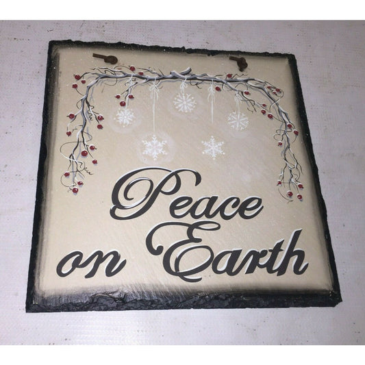 Peace On Earth Holiday Decorative Hanging Tile Christmas Decor