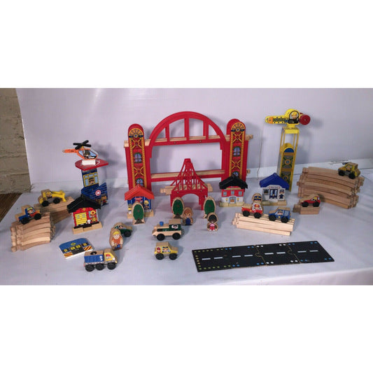 KidKraft Wooden City Playset - Vehicles, Bridge, Helicopters, Roads