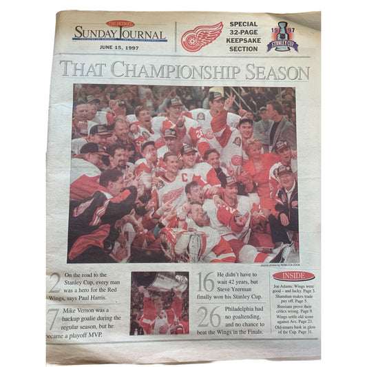 DETROIT Sunday JOURNAL from June 15, 1997 REDWINGS STANLEY CUP Champs