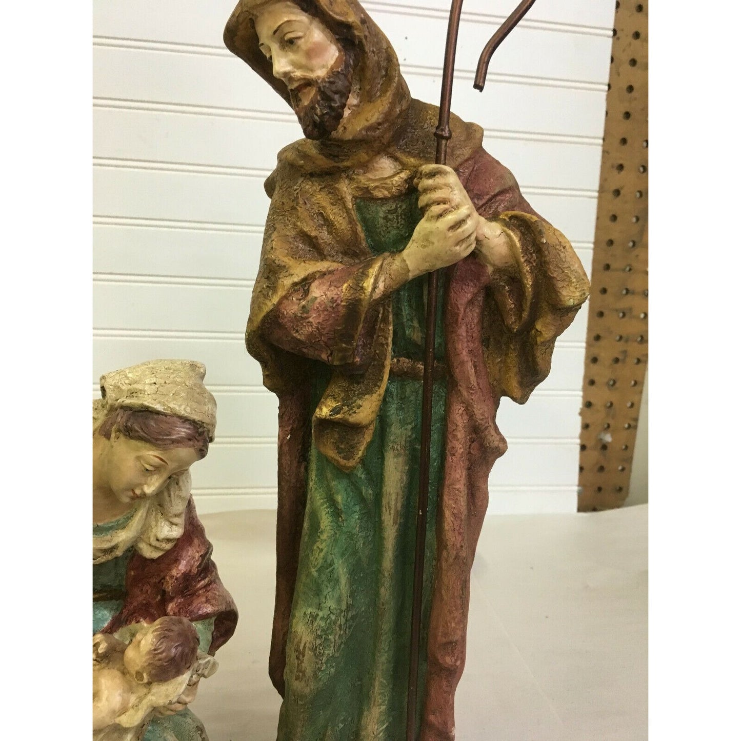 Nativity JOSEPH (16") & VIRGIN MARY w JESUS (8")Figures Christmas