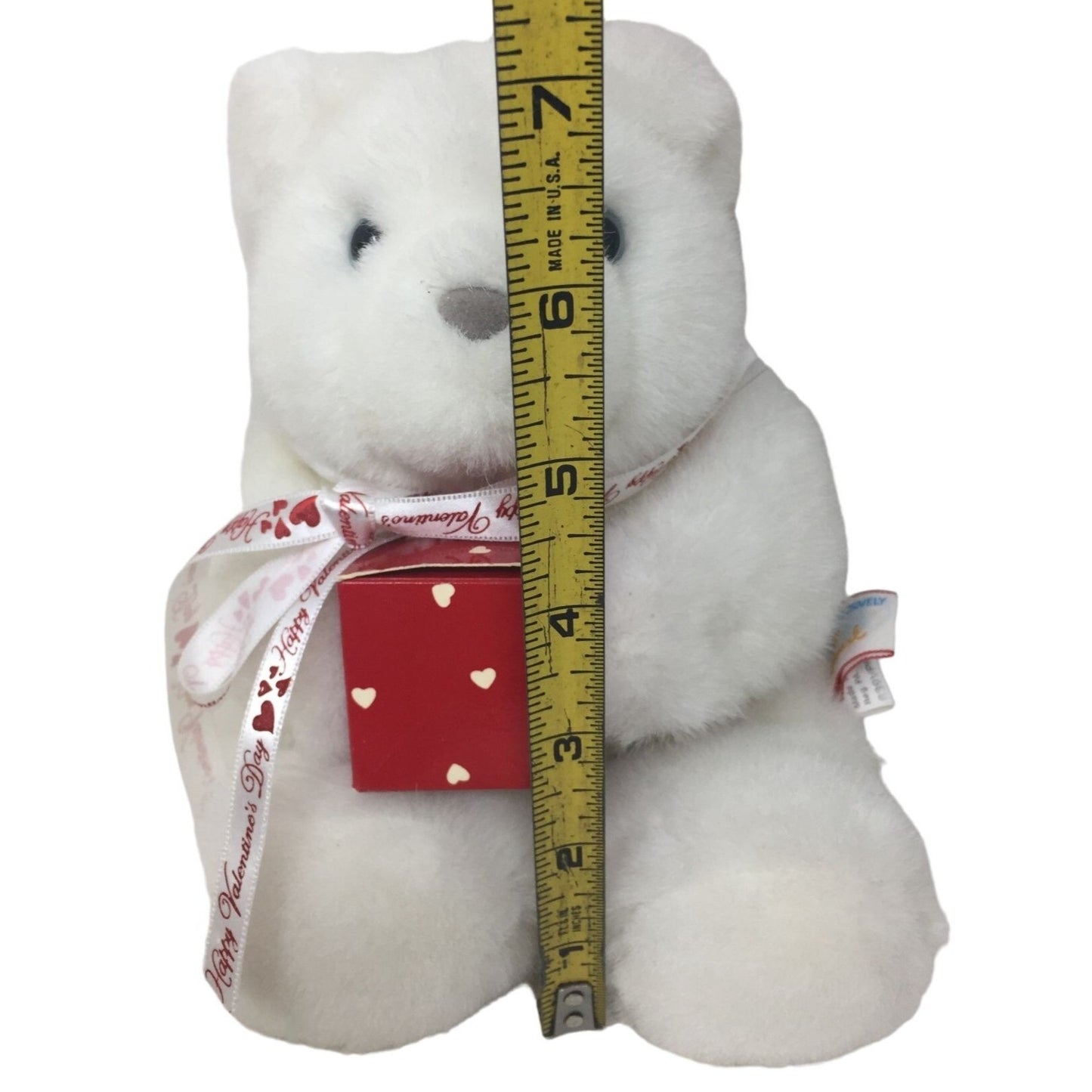 Vintage Hallmark BEARER of GIFTS White Bear Plush holding small Cardboard Gift box