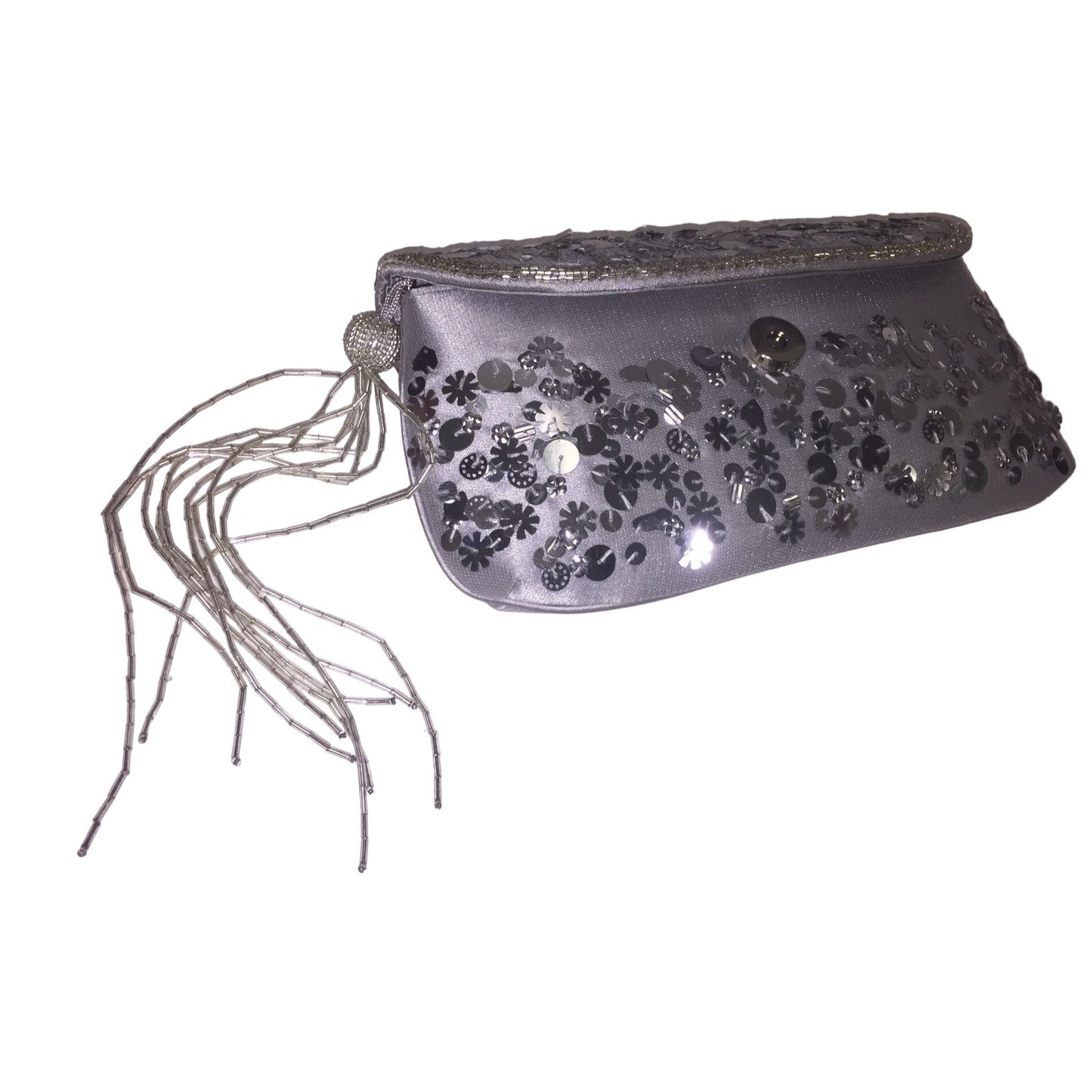 Kate Landry Gray is Purple Clutch Bag with Tassel and Sequins - Evening Bag