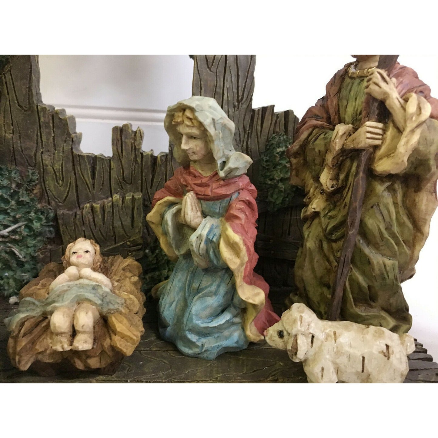 CHRISTMAS NATIVITY Scene Animals, Jesus, Mary, Angels, Joseph