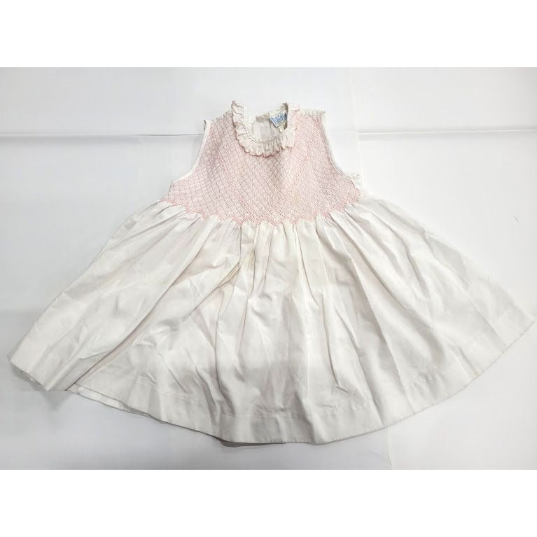 Vintage La Fleur Toddler Dress with rouched chest - pink and white - size 4T - vintage kids clothes