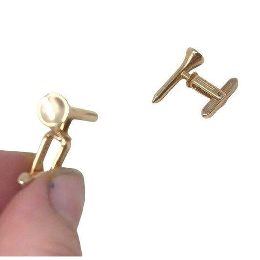 Silver Tone GOLF TEE Design CUFFLINKS (Pair) Men's Jewelry