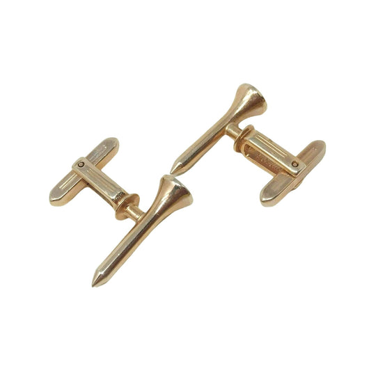 Silver Tone GOLF TEE Design CUFFLINKS (Pair) Men's Jewelry