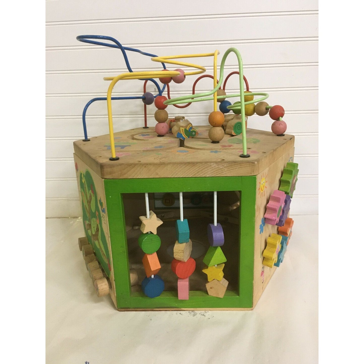 Play Cube Activity Center Wooden Early Learning Children's Toy Preschool Kids