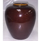 Japanese Brown Jar with pretty floral design handpainted on - metallic looking and colored paint on shiny brown finish A+ Stuff  A+ Stuff Vases