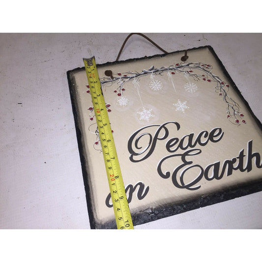 Peace On Earth Holiday Decorative Hanging Tile Christmas Decor