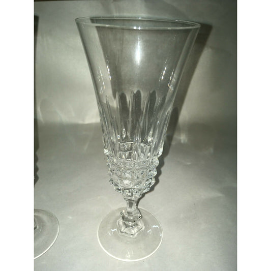 Vintage CRISTAL d'ARQUES - Taille- 4 Cut Glass CHAMPAGNE FLUTES