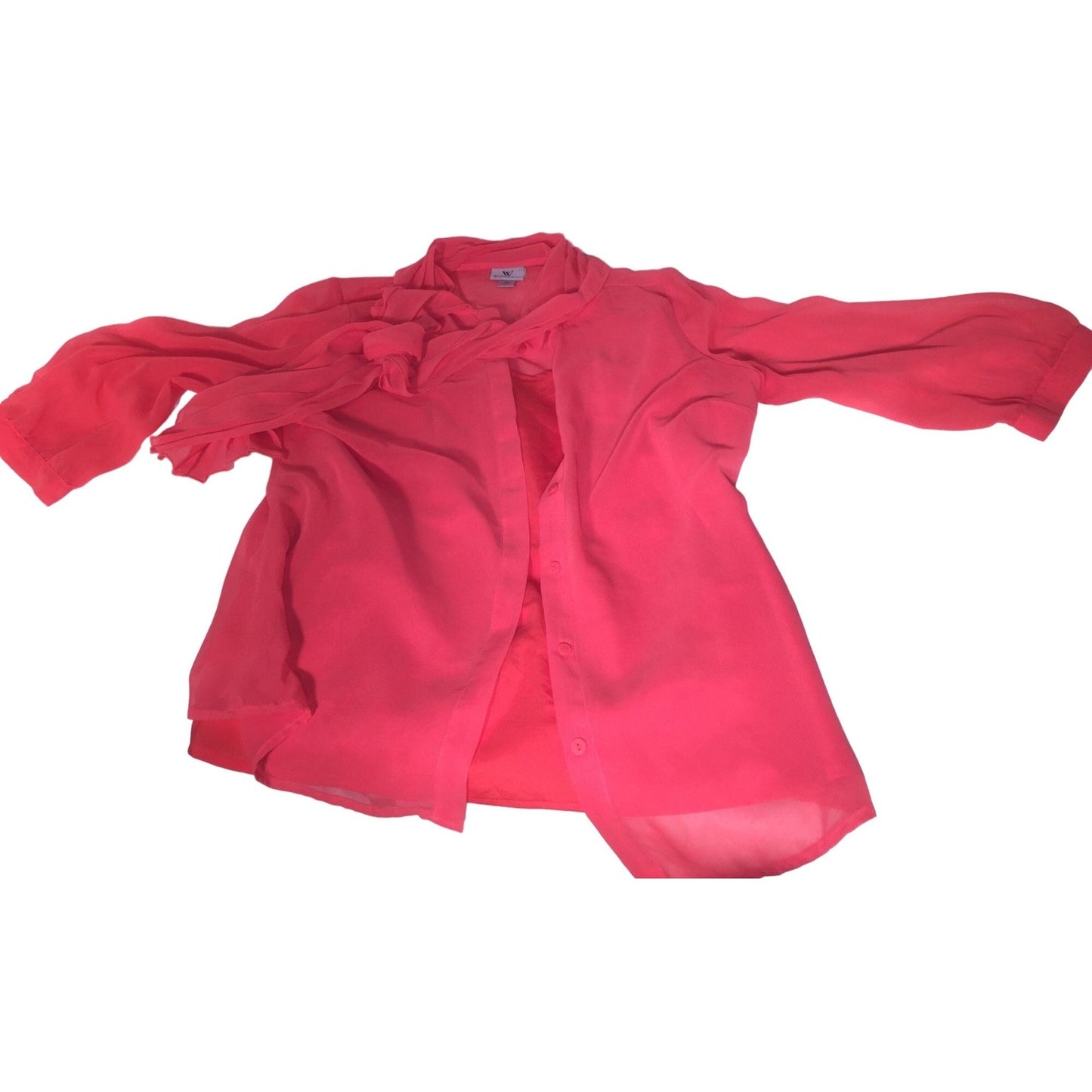 Worthington Coral Pink Cami and sheer blouse with scarf attached Set