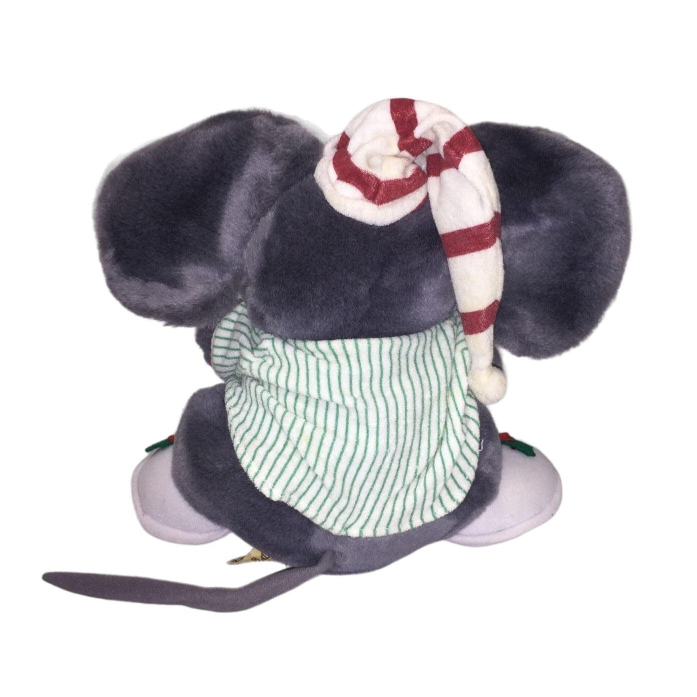 Vintage Christmas Mouse by Applause - Stripe Hat and green pajamas - Red Bow