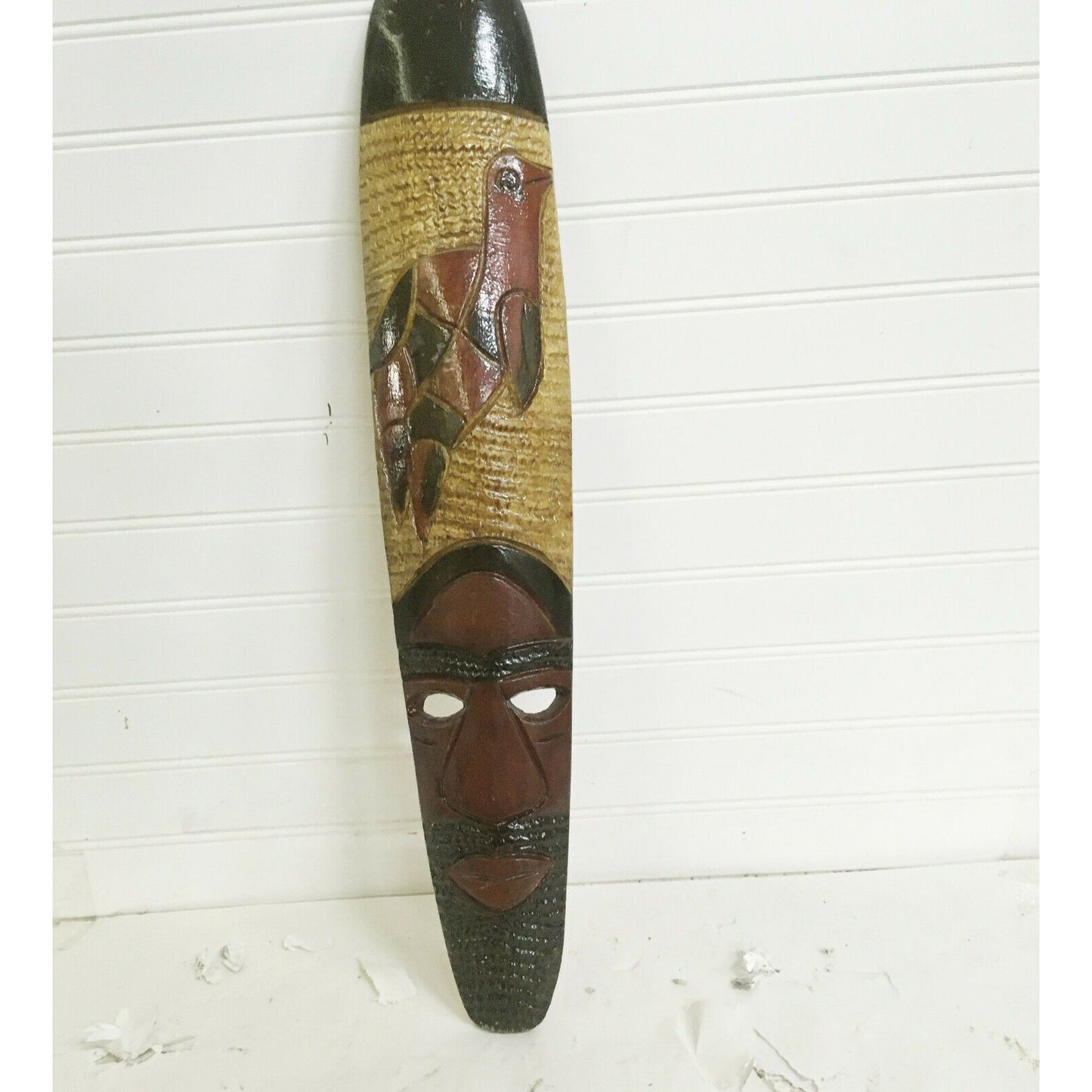 African Tribal Carved Wood Mask Textures 10" Wall Decor