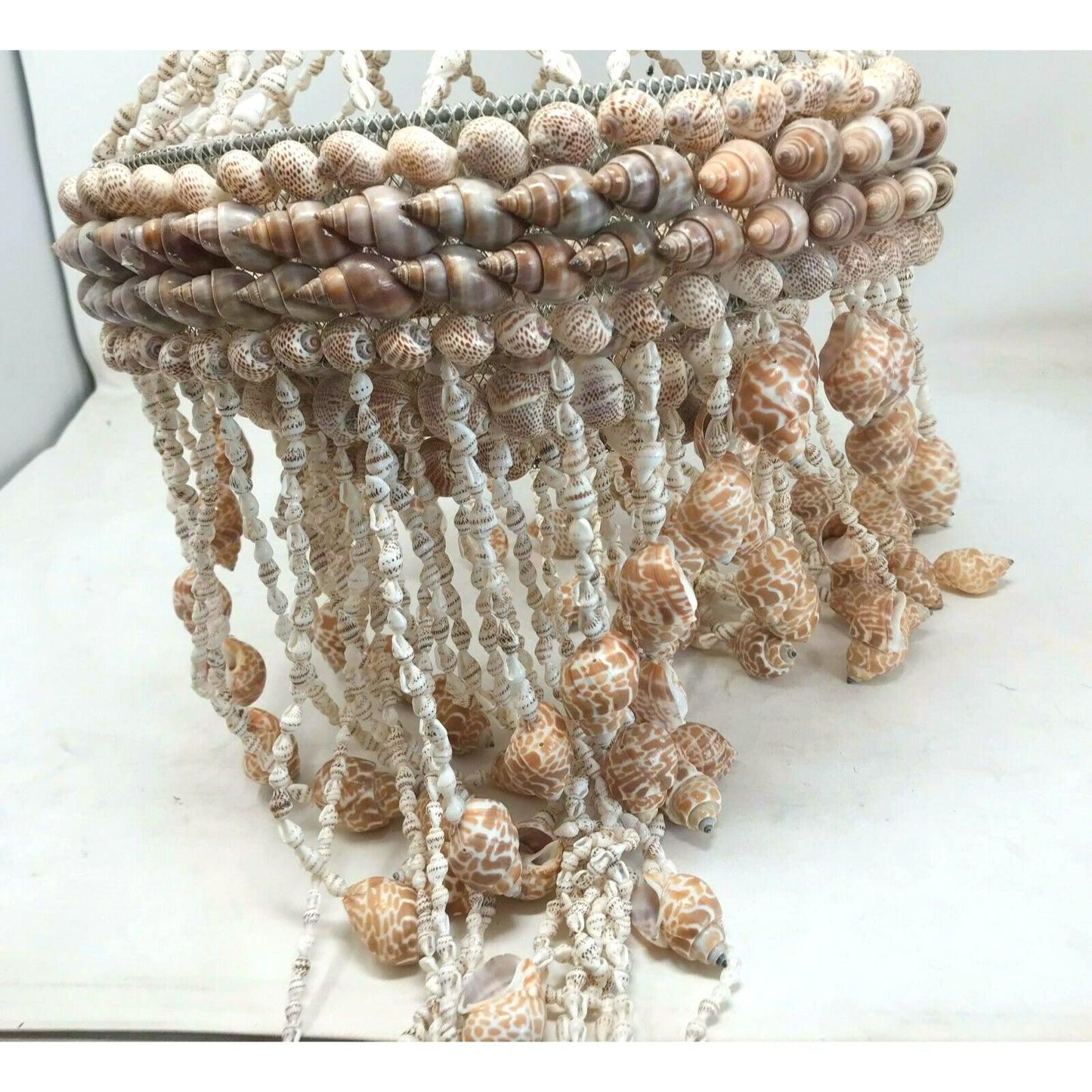 Vintage SEASHELL WIND CHIME Boho Nautical Chandelier Style Needs Repair