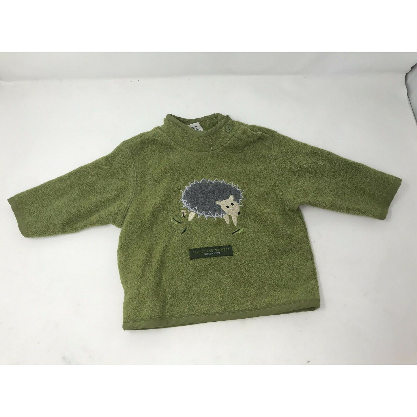 Baby Gap Green Fleece Pullover w Porcupine or Hedgehog 6-12 mo