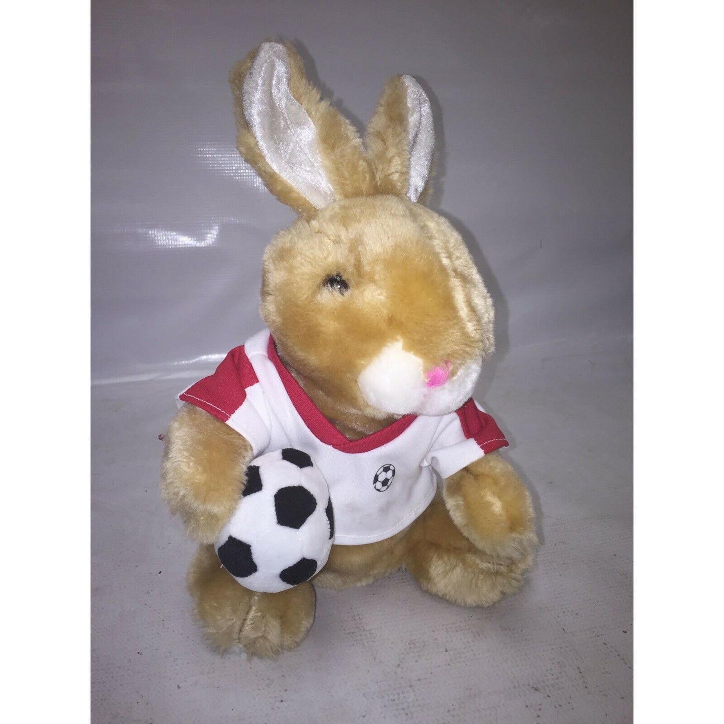 DANDEE Plush SOCCER BUNNY Rabbit Stuffed Animal w Jersey & Ball