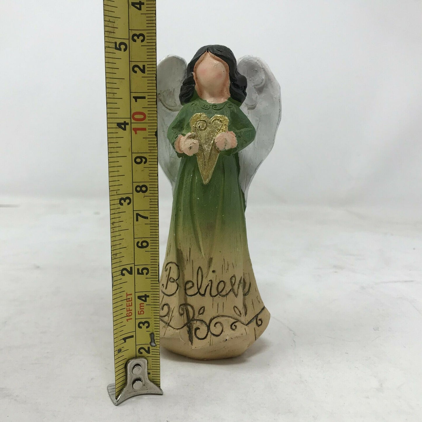 BELIEVE - Peaceful Carved ANGEL with Heart - Inspirational Gift