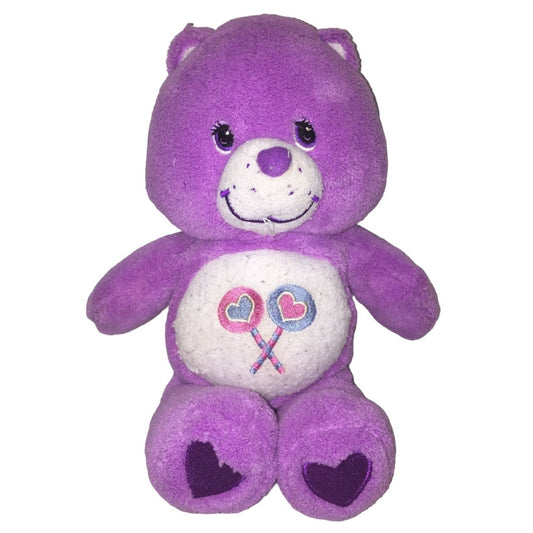 Care Bears SHARE BEAR Plush - Purple with Lollipops and sweet smile 9" Tall