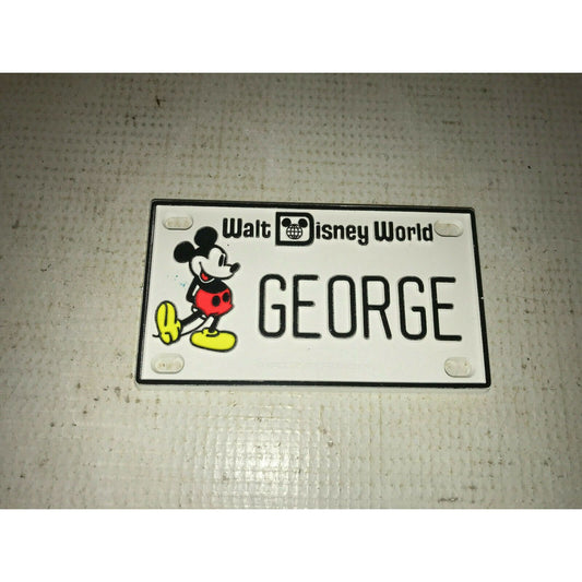 Vtg GEORGE Name License BIKE Plate Walt Disney World MICKEY Mouse