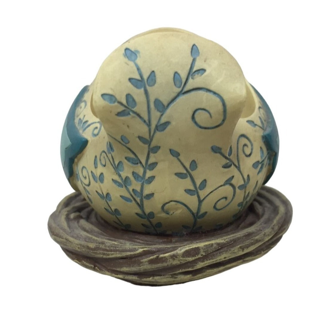 Very Cute Blue and Yellow Bird "LOVE' Votive Holder - Filagree art on birt in Nest