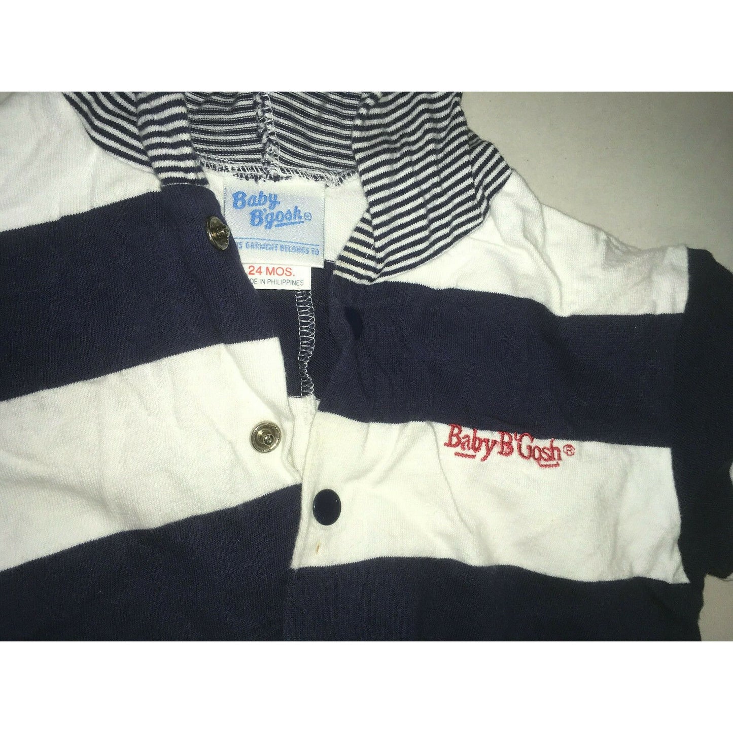 Vintage Baby B Gosh Boys Navy Stripe ROMPER Size 24mo Navy Stripe