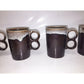 Stoneware DOUBLE FINGER Mug SET Chocolate w White Speckled Rim Unbranded  A+ Stuff Mugs