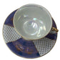 Blue and white Iridescent Teacup and Saucer Set with small gold accent pattern A+ Stuff  A+ Stuff