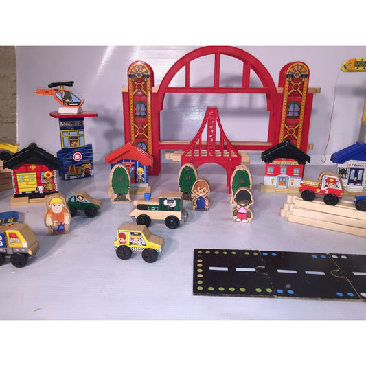 KidKraft Wooden City Playset - Vehicles, Bridge, Helicopters, Roads