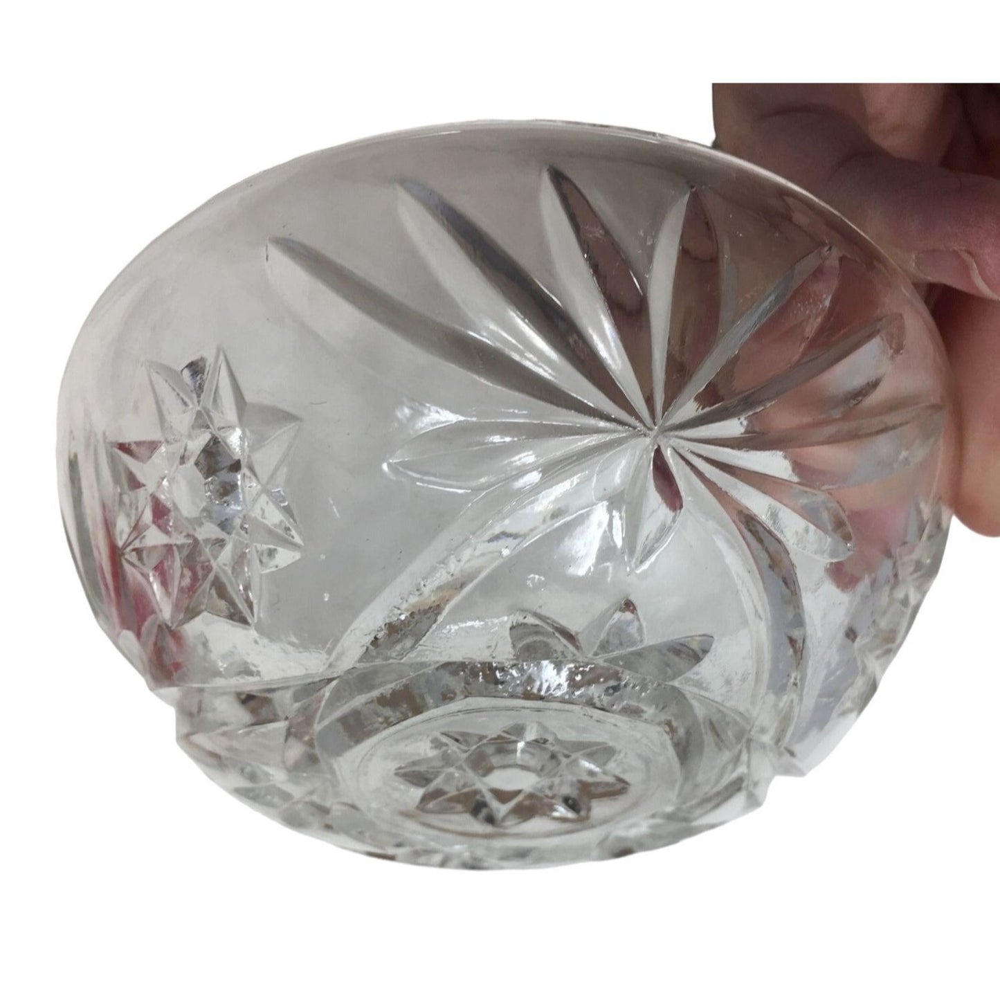 Vintage small crystal dish with petal pattern - fancy dishes - pretty small condiment bowl or dessert bowl