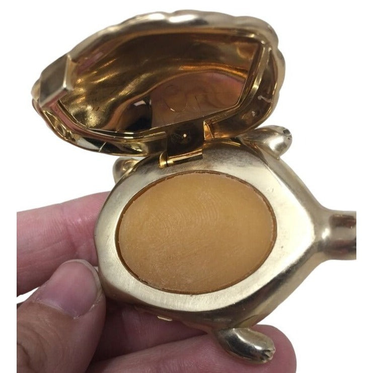 Turtle Shaped Avon CANDID Solid Perfume - Gold Tone Finish