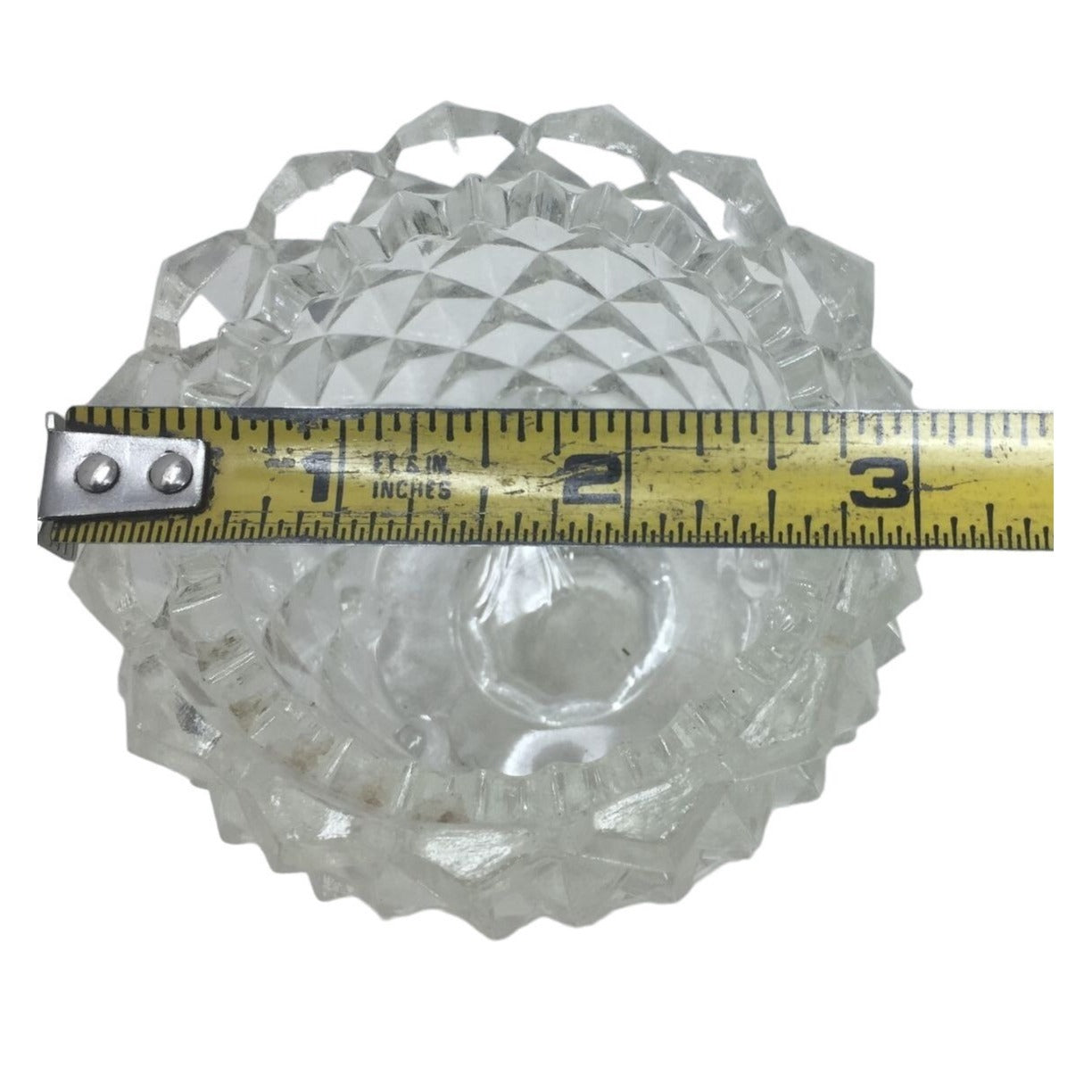 Pretty Leaf Shaped Crystal Serving Dish Prism Effect cut Bottom Ridges