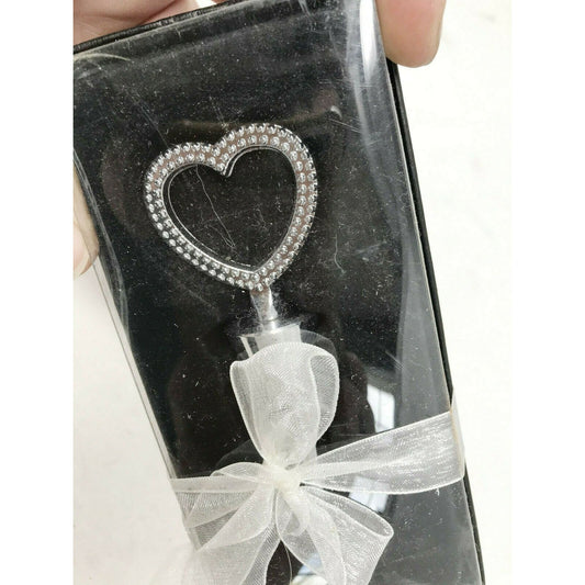 Silver Metal Heart Wine Bottle Stopper w/ Gift Box Wedding