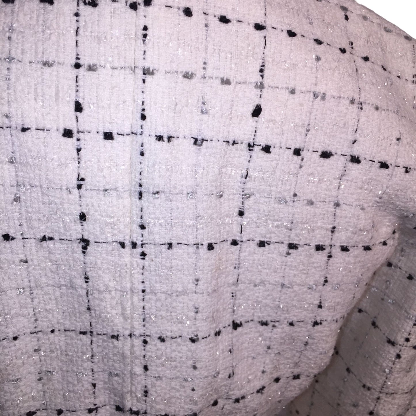 Heroine White Jacket with black and gray light dot / line pattern hidden front closures - Business wear