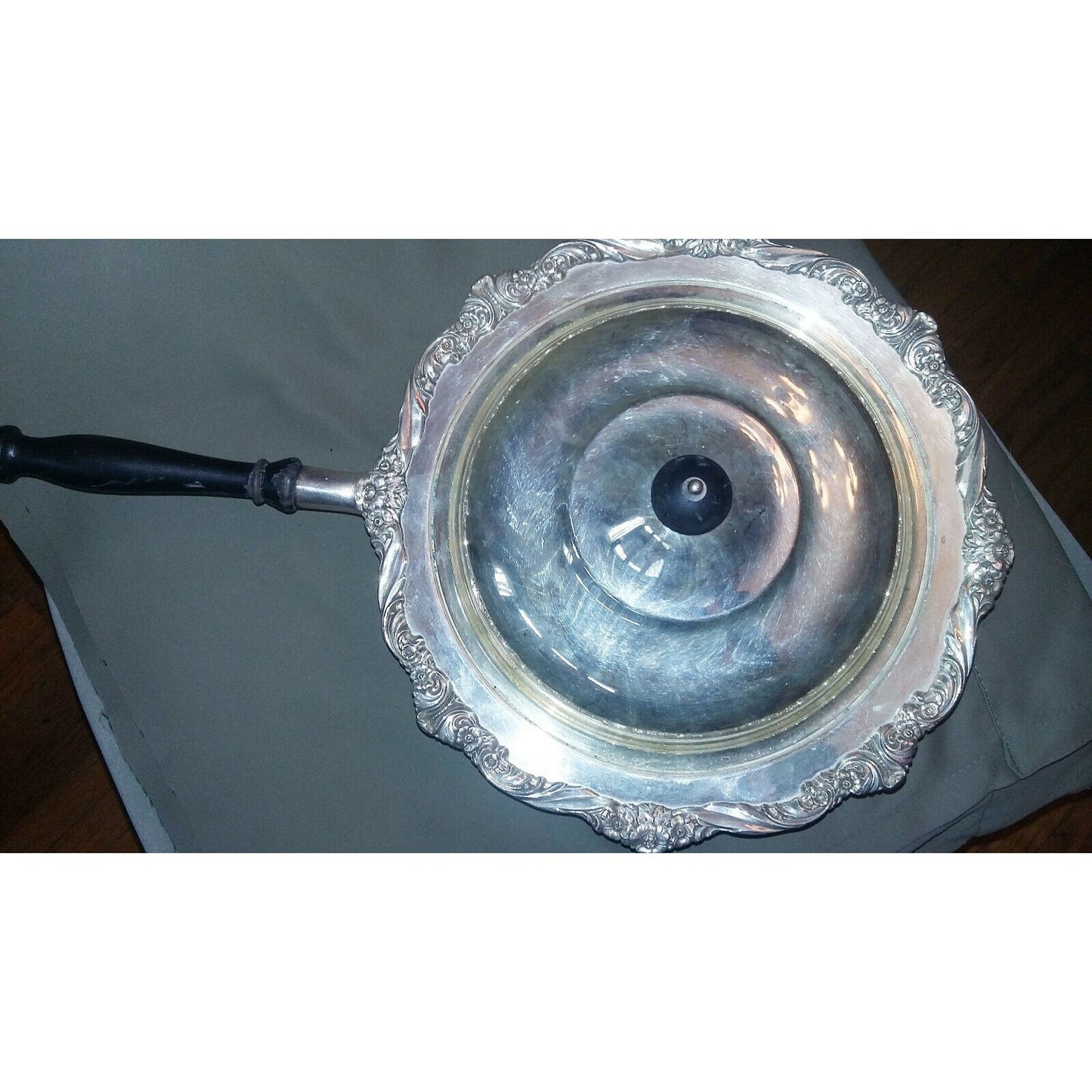 Ornate SILVERPLATE Pan w Lid FLOURISH Floral Edges Vintage Fancy