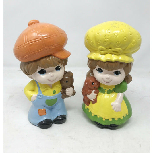 Retro Style Boy and Girl Statue Tabletop Hand Painted Figurines