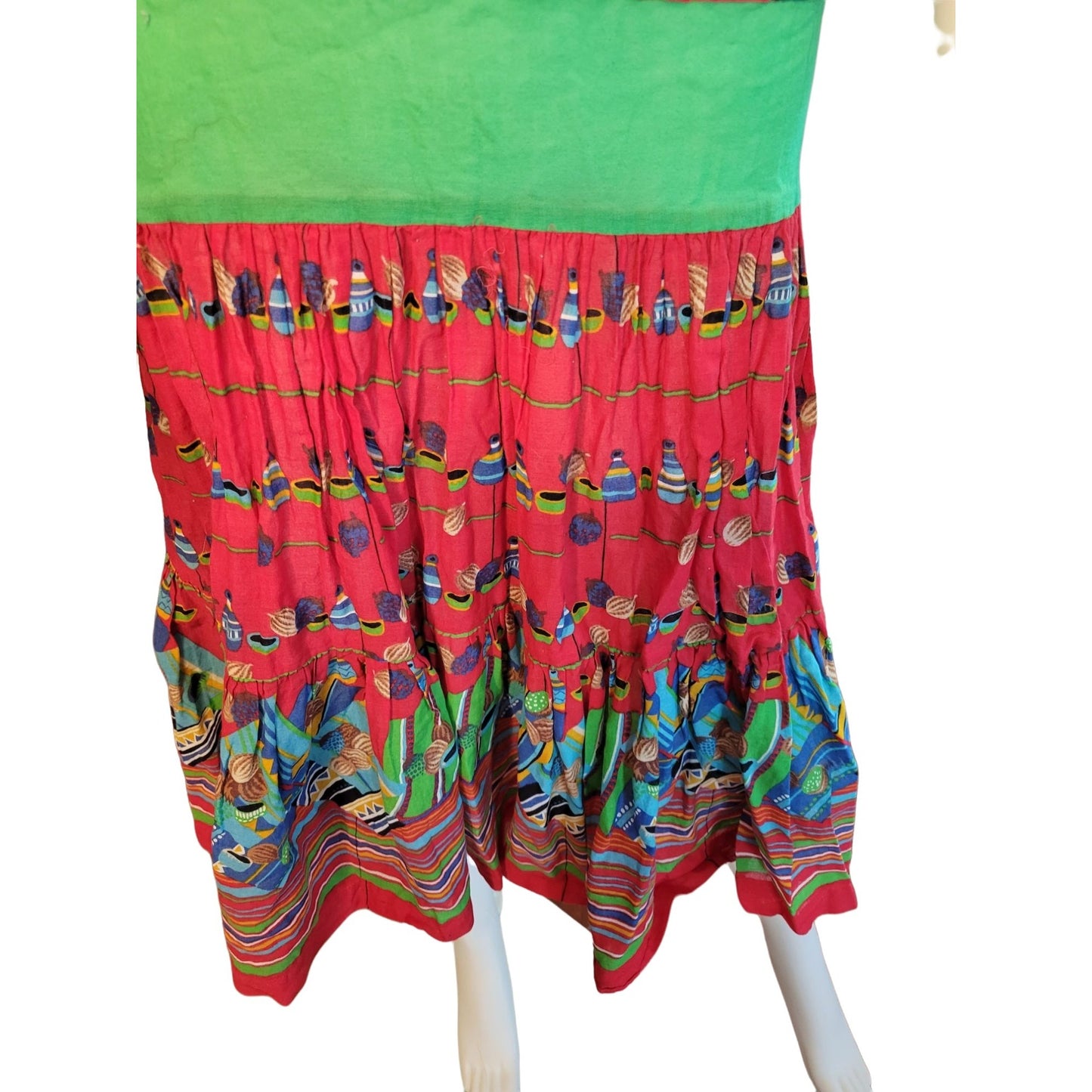 Colorful GYPSY DRESS Green, Red, Black SUMMER Dress