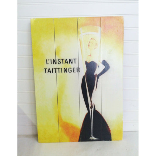 Planked Wood Print of L'INSTANT TAITTINGER Ad w GRACE KELLY Decor