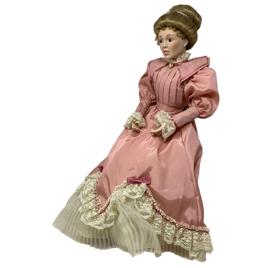 Gorham Mother Doll - Sitting Position with cameo at collar - Rolled Bun Hair - Collectible Porcelain Doll