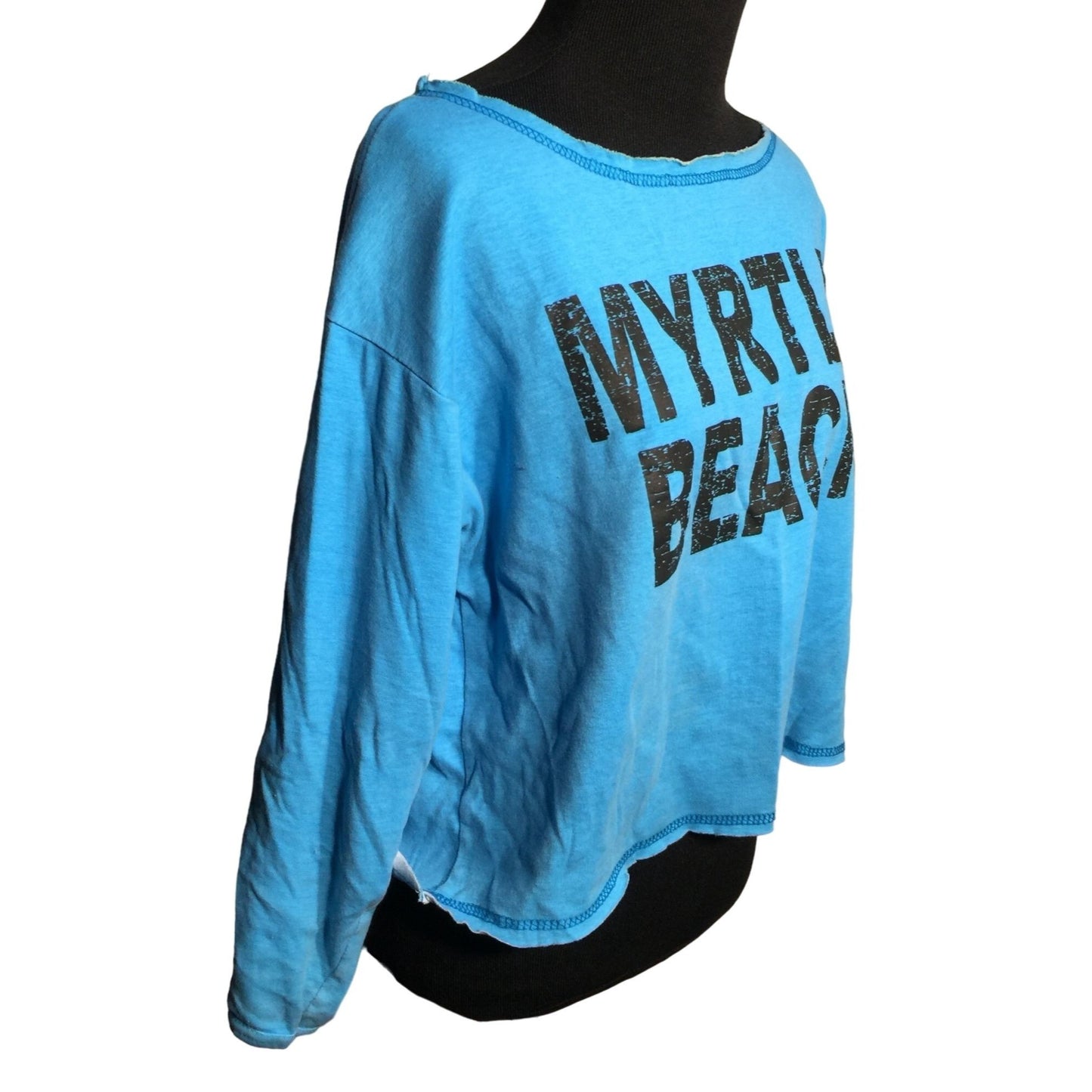 Vintage MYRTLE BEACH Blue Souvenir Shirt -  Wide "cut out" collar