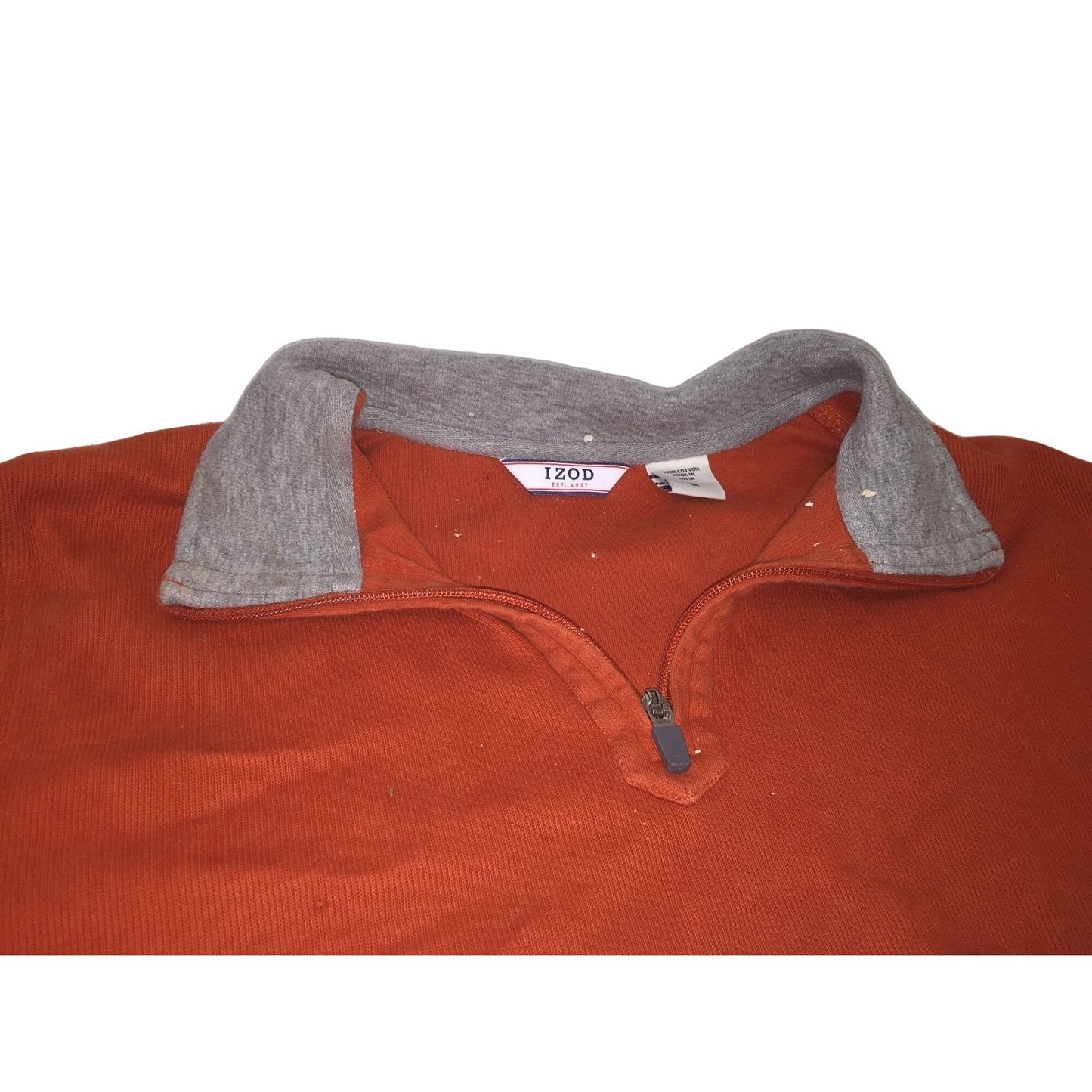 Izod Orange and Gray 1/4 Zip Collared Sweater - Mens size M