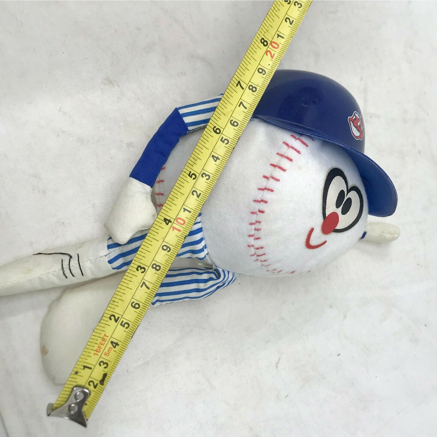 Vintage MLB CLEVELAND INDIANS Baseball Plush CUTE! Toy w Helmet