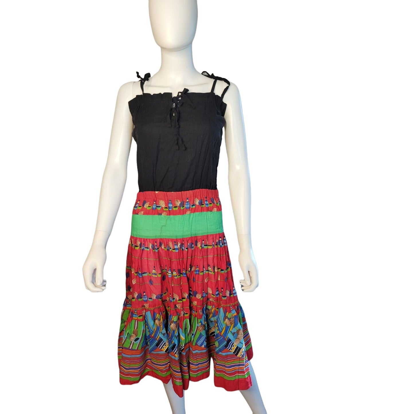 Colorful GYPSY DRESS Green, Red, Black SUMMER Dress