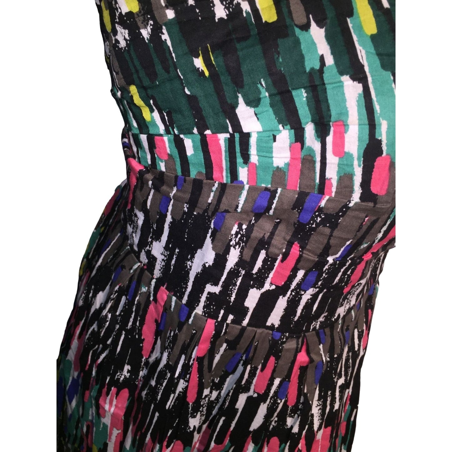 Johnny Martin Paint Stroke looking Sleeveless Party Dress Black, Teal, Pink, White, Yellow